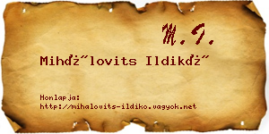 Mihálovits Ildikó névjegykártya